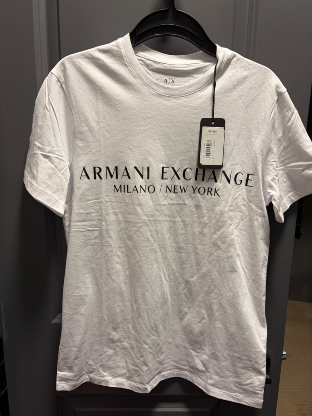 Armani Exchange White T-Shirt with Black Logo Print